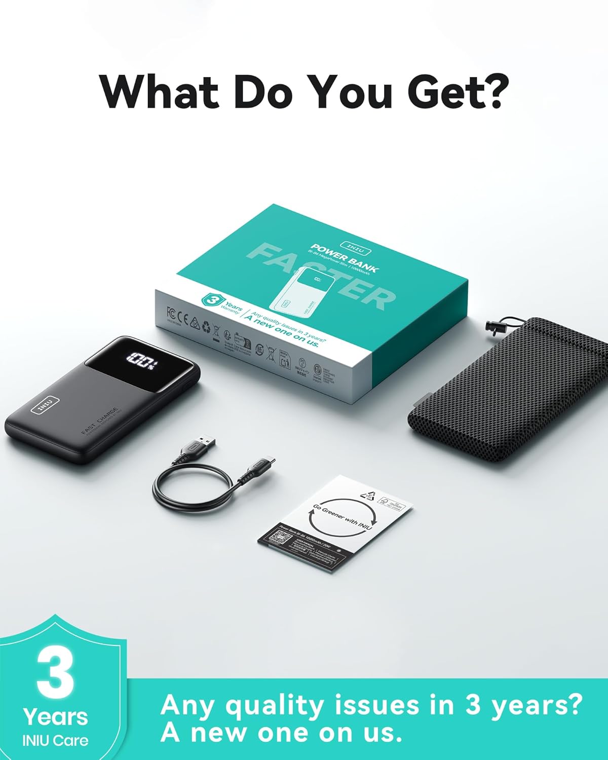 10,000mAh Power Bank Portable Charger Fast Charging for iPhone, Samsung, Google & iPad