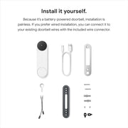 Google Nest Doorbell (Battery) Snow, Wireless Smart Video Doorbell Camera