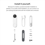 Google Nest Doorbell (Battery) Snow, Wireless Smart Video Doorbell Camera