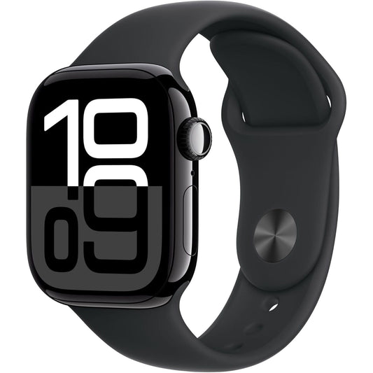 Apple Watch Series 10 GPS 42mm Jet Black Aluminium Case with Black Sport Band – Always-On Retina Display, Fitness Tracking, ECG, Water Resistant