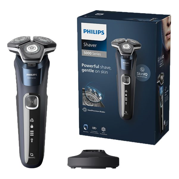 Philips Shaver Series 5000 - Wet & Dry Mens Electric Shaver with SkinIQ Technology, Pop-up Trimmer, Travel Case, Quick Clean Pod and Quick Clean Cartridge