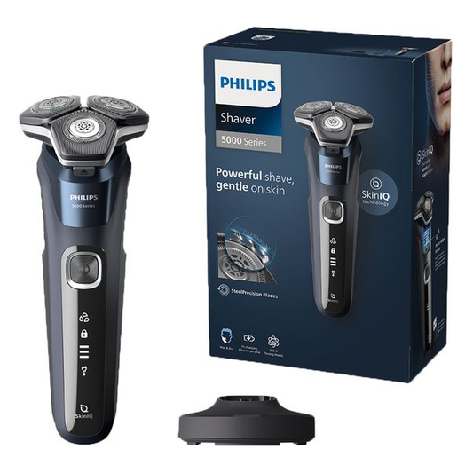 Philips Shaver Series 5000 - Wet & Dry Mens Electric Shaver with SkinIQ Technology, Pop-up Trimmer, Travel Case, Quick Clean Pod and Quick Clean Cartridge