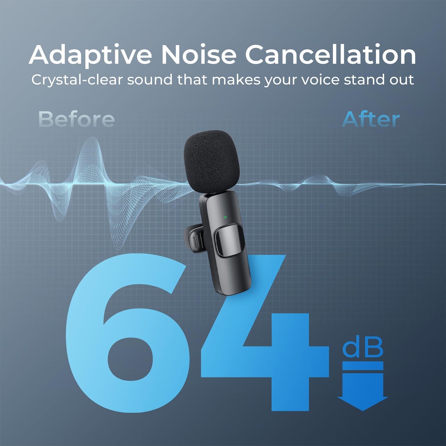 Wireless Lavalier Microphone for iPhone - iPad, Android Phone, Mini Lapel Mic with Noise Reduction and Crystal Sound for Video Recording, Vlogging, TikTok, YouTubeWireless Lavalier Microphone for iPhone