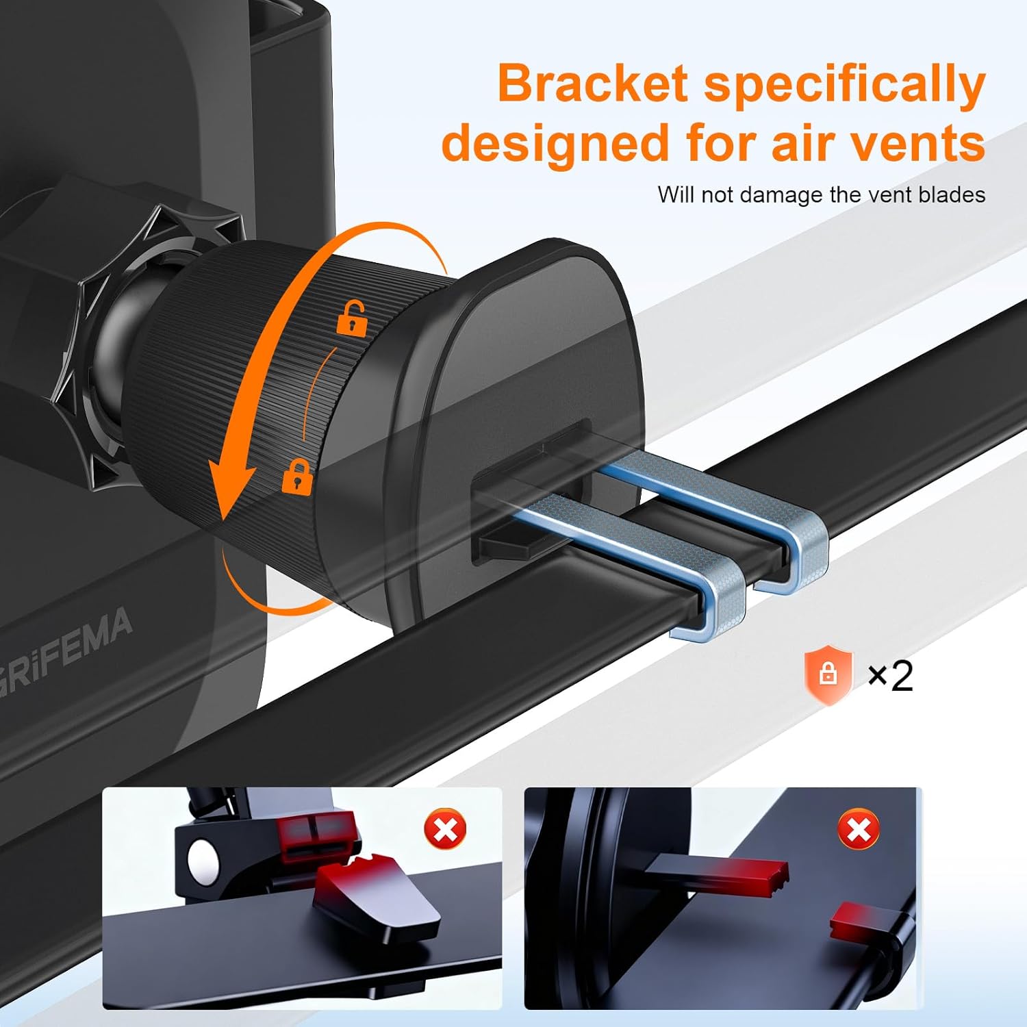 Car Phone Mount 4.7"–7" Smartphones 360° Rotation