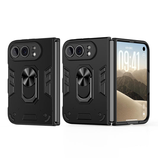 iPhone Duo Shockproof Metal Ring Holder Phone Case Black