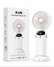 Portable Rechargeable Handheld Fan with LED Display – USB Mini Personal Cooling Fan