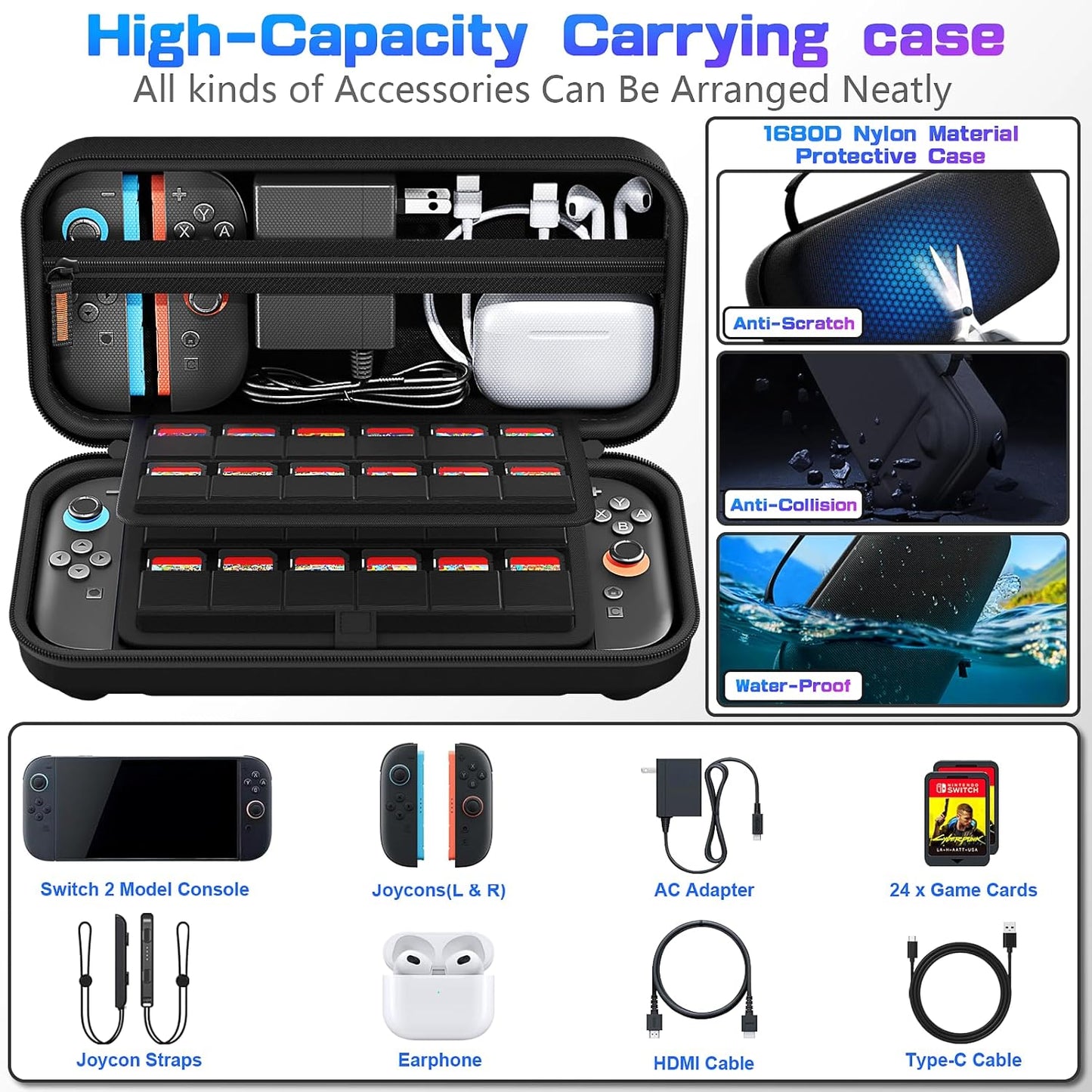 Nintendo Switch Carry Case Protective Hard Shell Travel Storage & Accessory