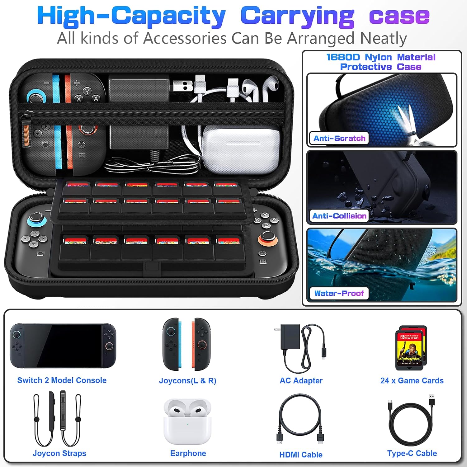 Nintendo Switch Carry Case Protective Hard Shell Travel Storage & Accessory