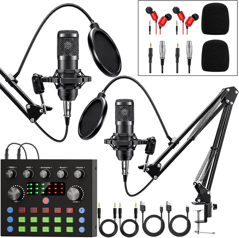 Podcast Microphone Kit with Voice Changer All-in-One Audio Mixer