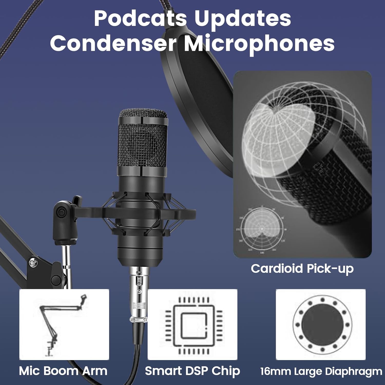 Podcast Microphone Kit with Voice Changer All-in-One Audio Mixer