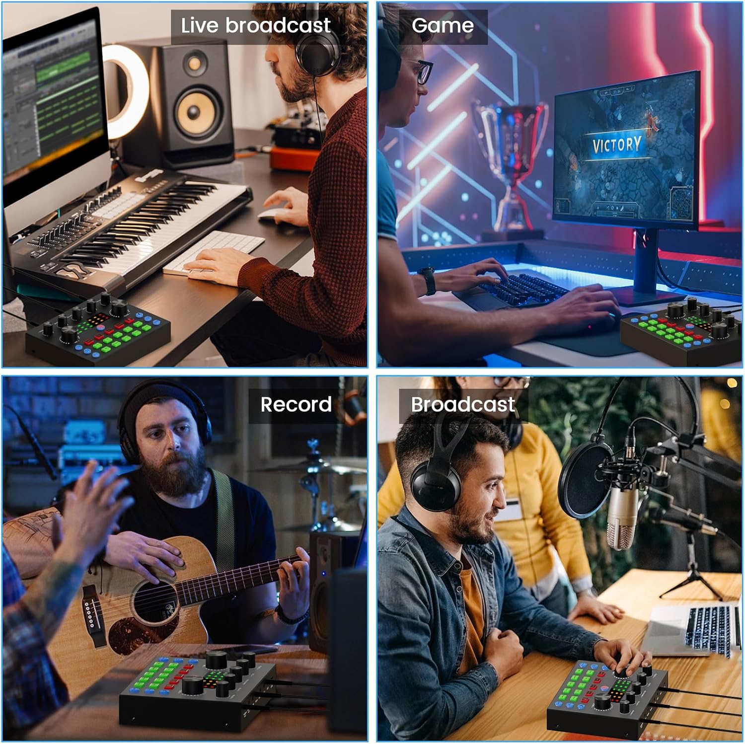 Podcast Microphone Kit with Voice Changer All-in-One Audio Mixer