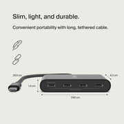 USB-C Hub 4 Port 10Gbps Gen2 Adapter Black