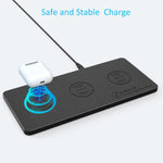 Ultra-Slim Wireless Charging Pad Triple 3-Device Black Charger
