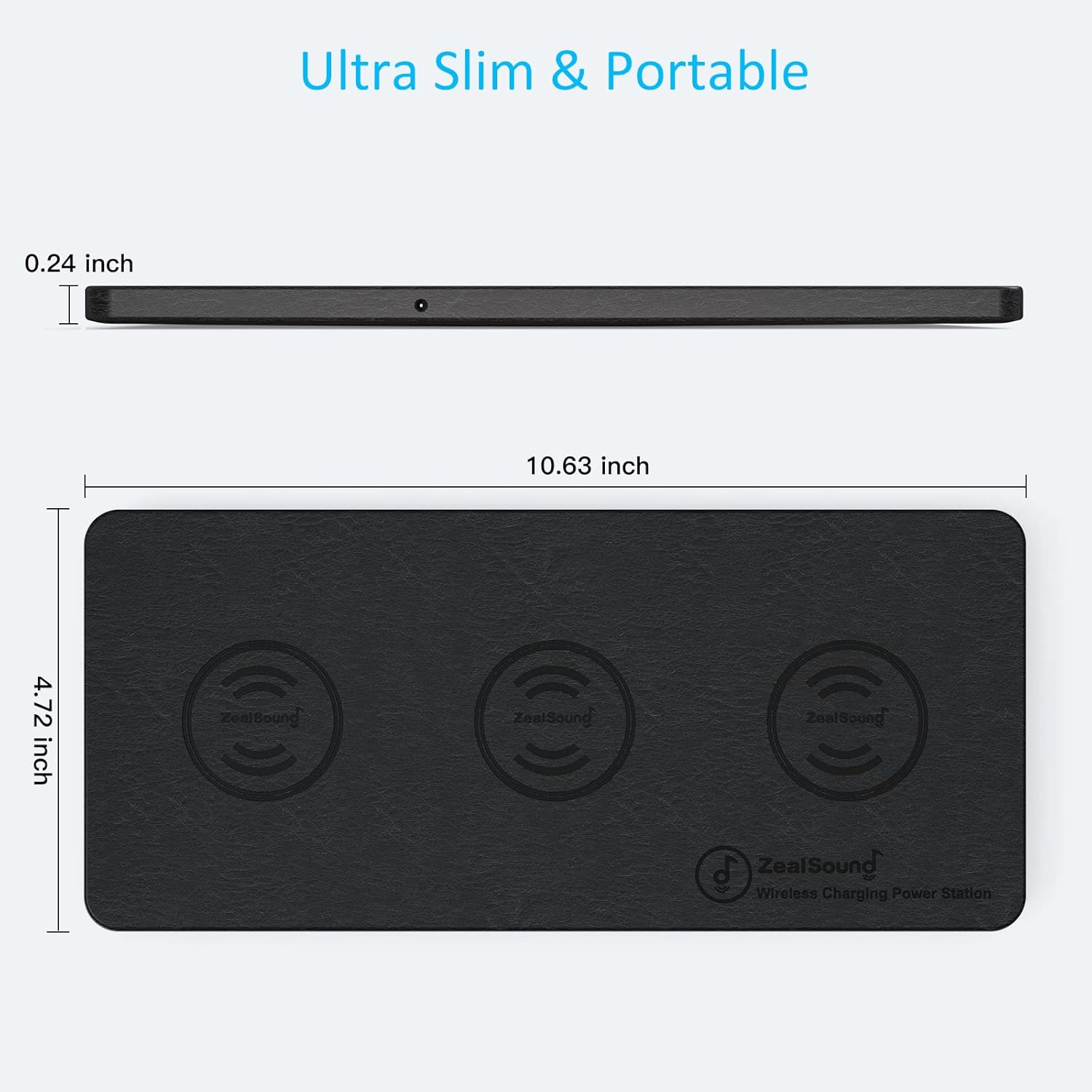 Ultra-Slim Wireless Charging Pad Triple 3-Device Black Charger