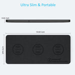 Ultra-Slim Wireless Charging Pad Triple 3-Device Black Charger